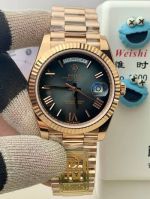 DD 2836/3255 Movement Rose Gold with Deep Black Dial President Band Fluted Bezel Rolex Watch